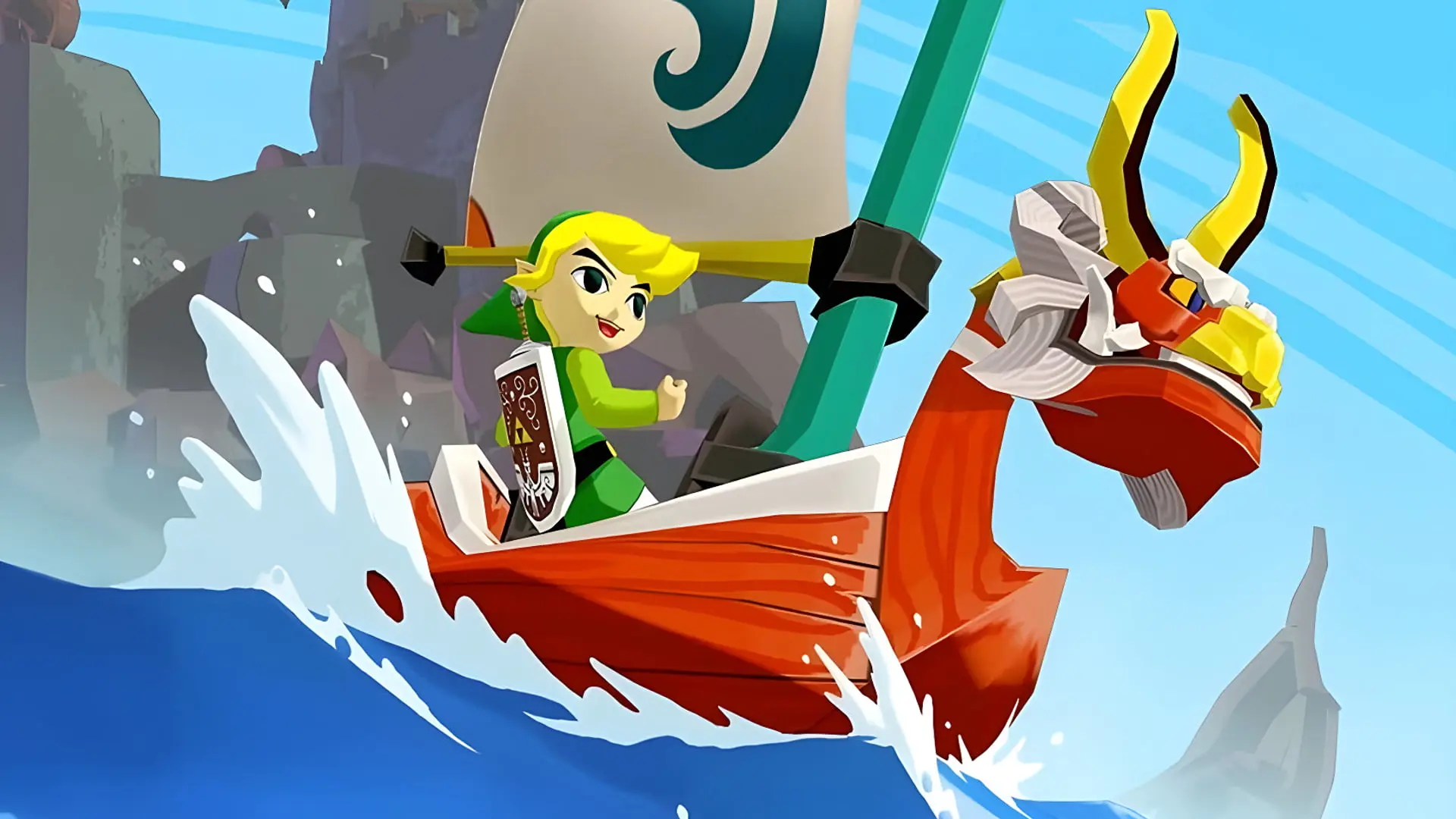 شخصیت لینک (Link) در قایق در بازی Zelda: The Wind Waker