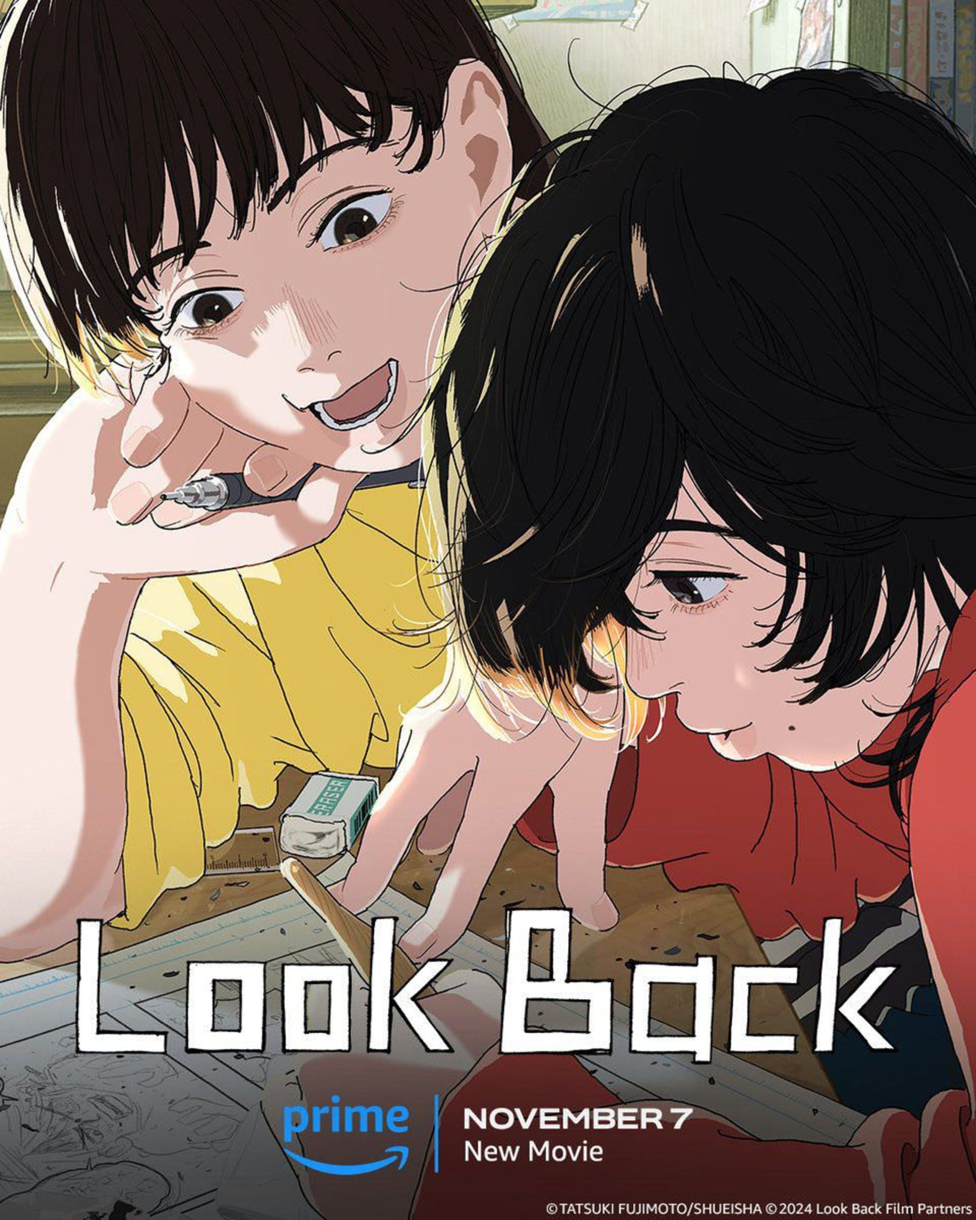 پوستر اختصاصی آمازون از انیمه Look Back برای پخش بین‌المللی