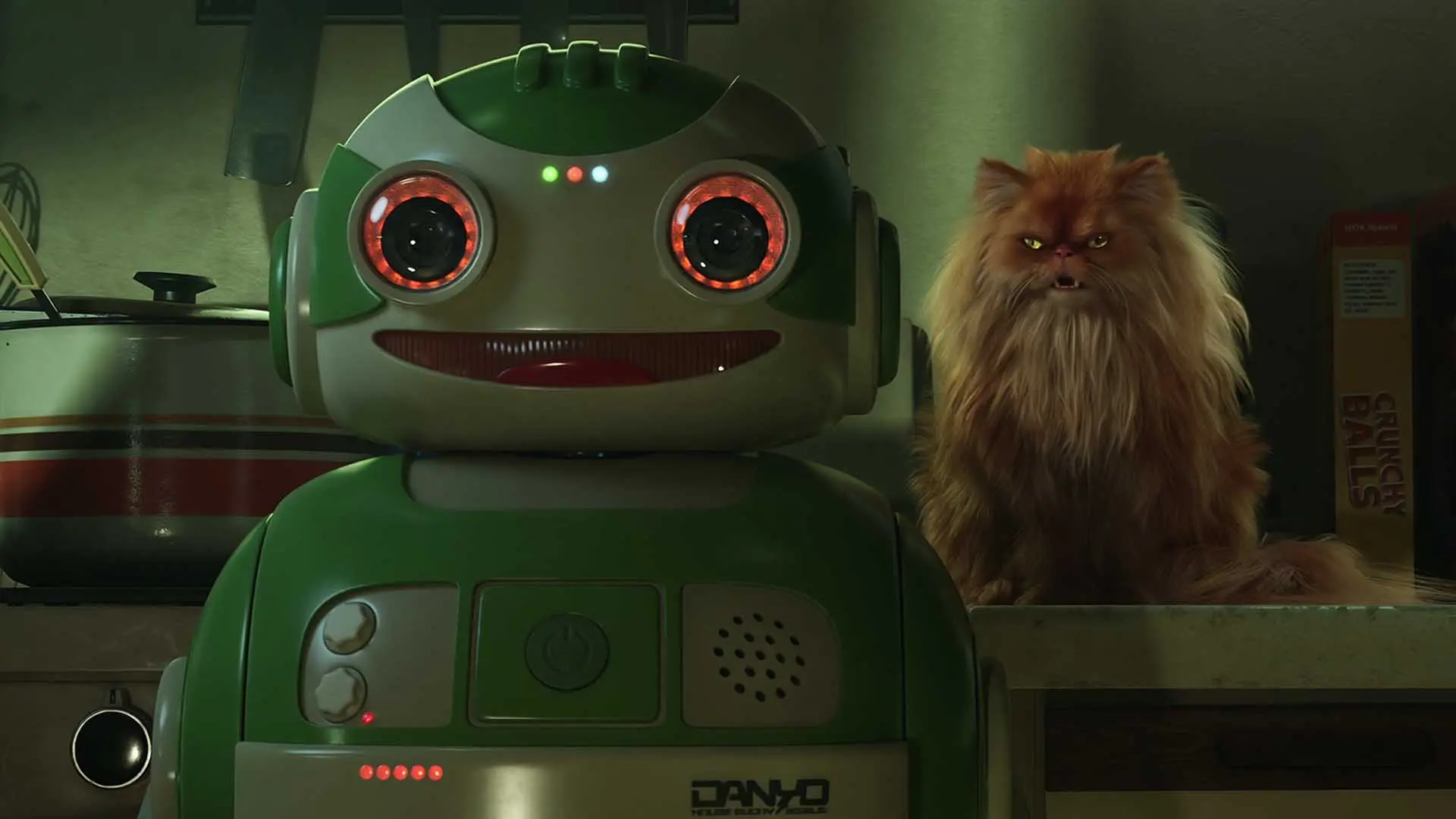 یک ربات در کنار یک گربه در فصل چهارم سریال Love, Death & Robots