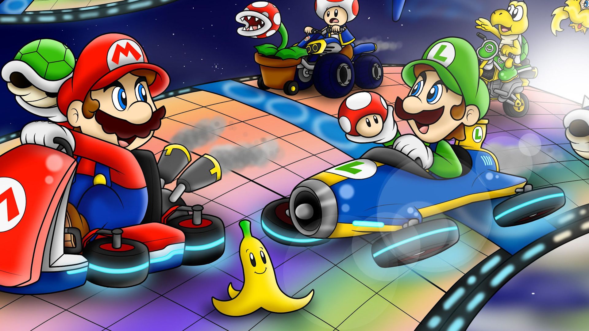 یک فن‌آرت زیبا و کارتونی از مسابقات بازی Mario Kart 8 Deluxe