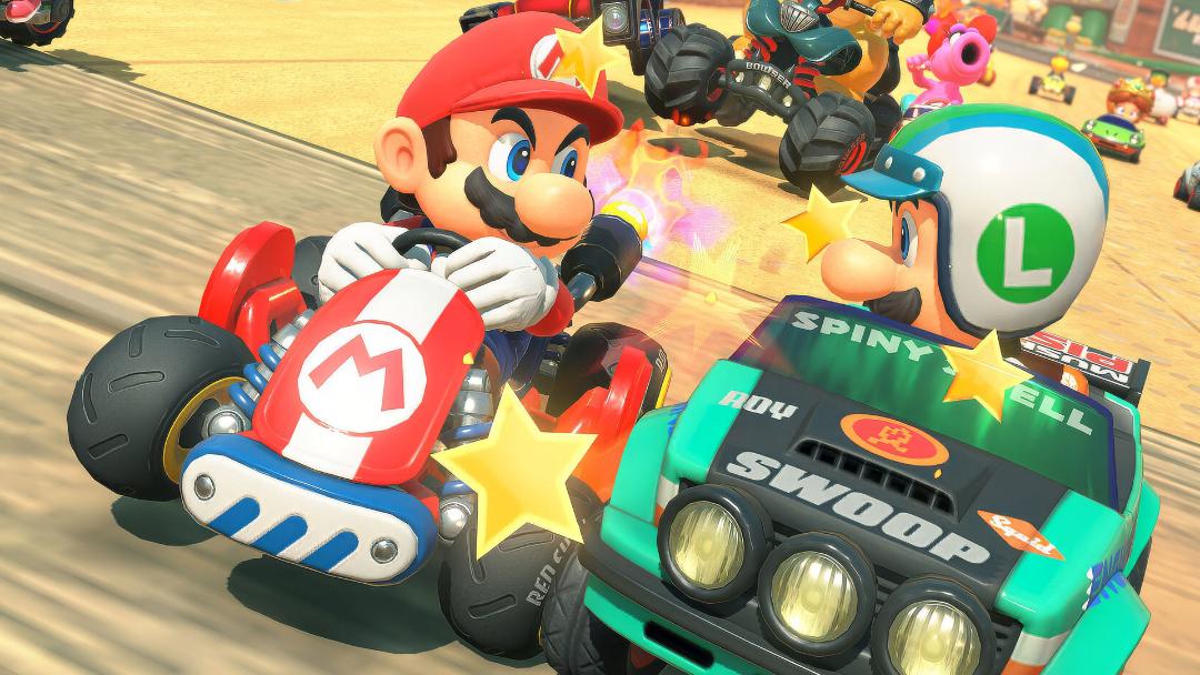 رقابت ماریو و لوئیجی در بازی Mario Kart World