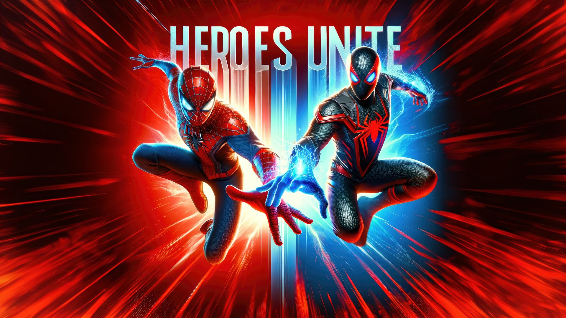 پیتر پارکر (Peter Parker) و مایلز مورالز (Miles Morales) در پوستر (کاور) بازی Marvel's Spider-Man 2