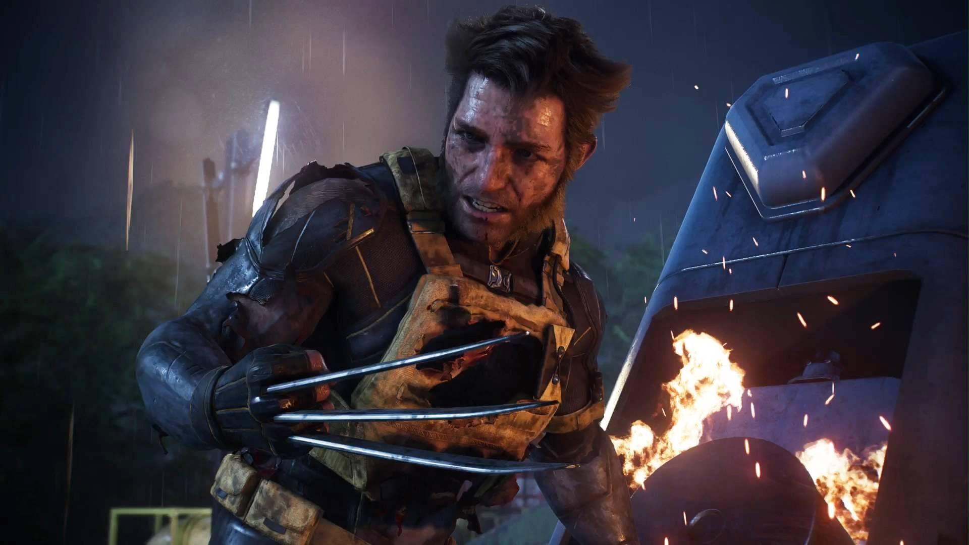 شخصیت وولورین (Wolverine) با چنگال‌های بیرون آمده در محیط بازی