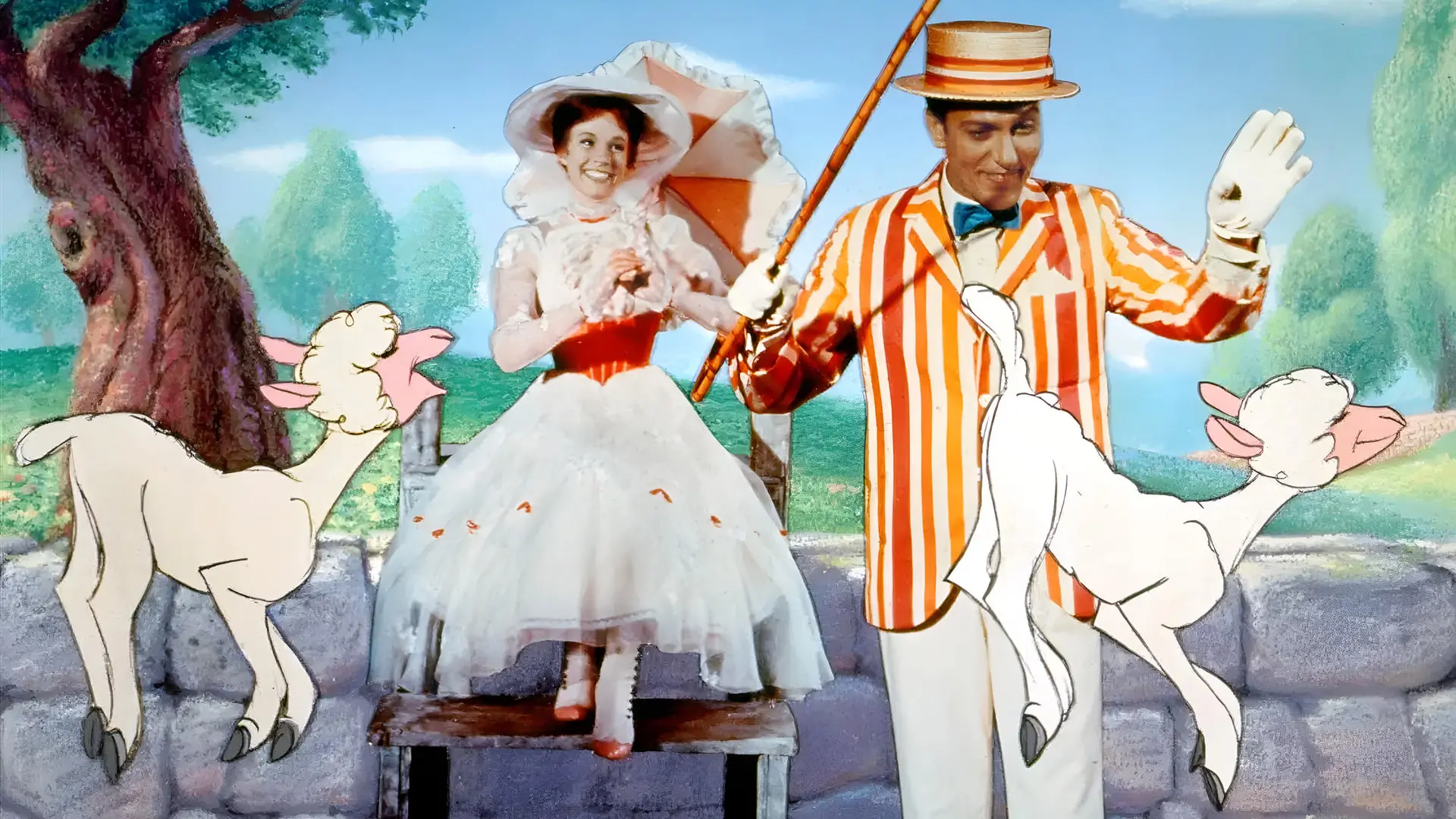 جولی اندروز (Julie Andrews) در نقش مری پاپینز در کنار دیک ون دایک (Dick Van Dyke) در نقش برت