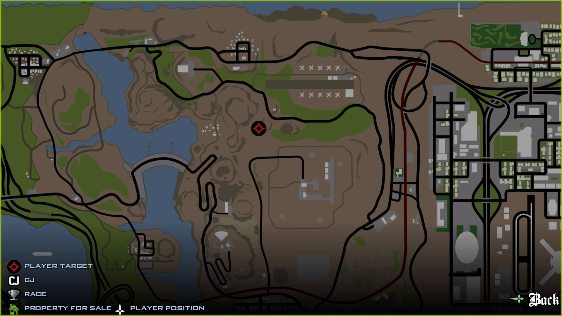 گور دسته‌جمعی (Mass Grave) در بازی جی‌تی‌ای سن آندریاس (GTA: San Andreas) روی نقشه