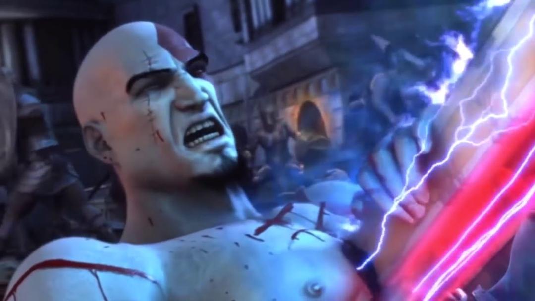 کریتوس درحال مرگ در بازی God of War 2