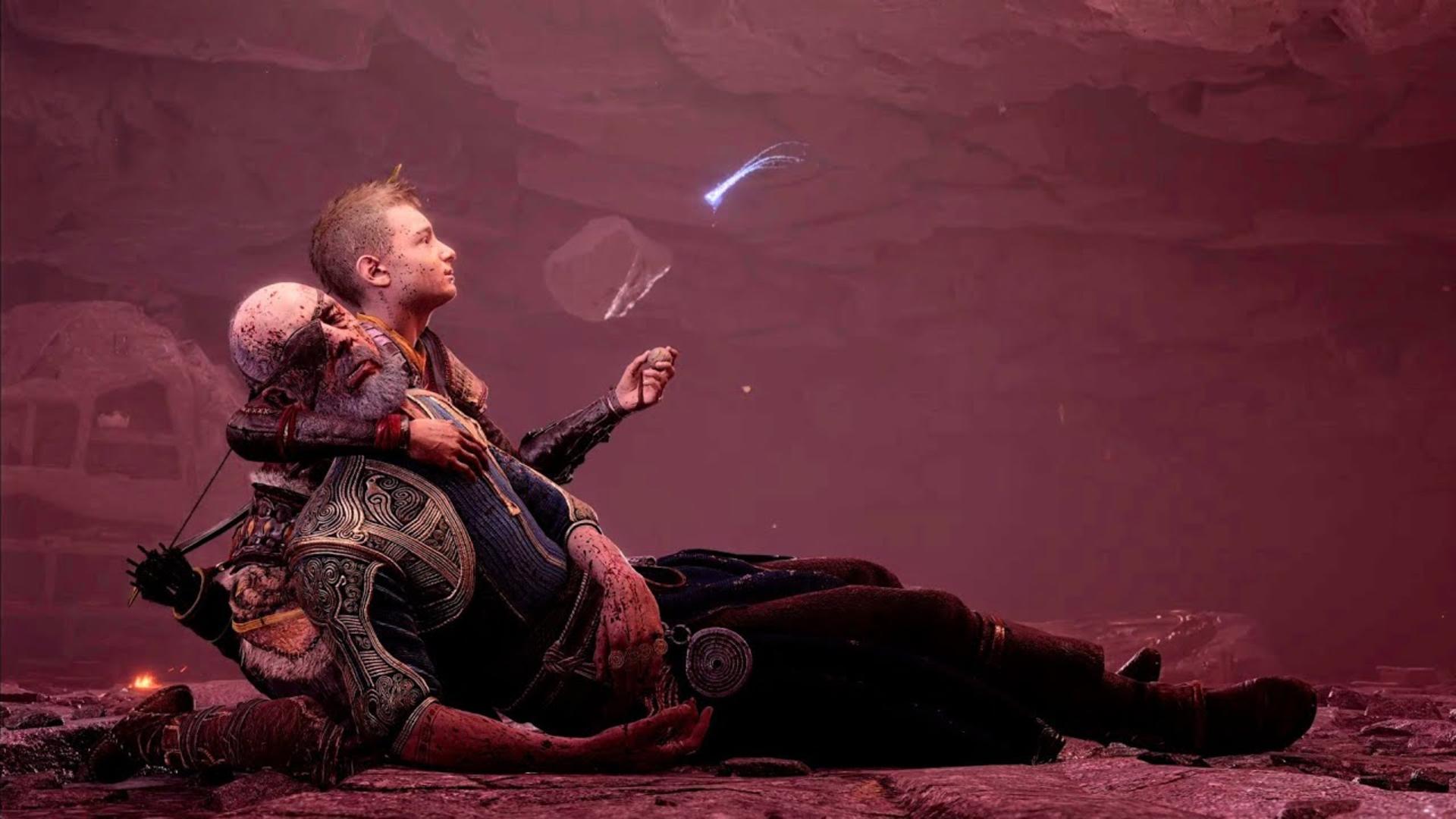 مرگ اودین در دستان آترئوس در بازی god of war ragnarok