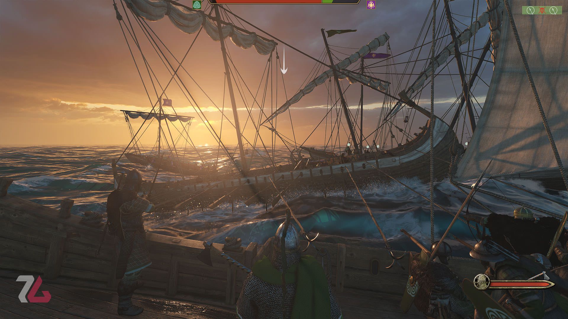 تلاش برای گرفتن کشتی دشمن در بازی m&b2 war sails