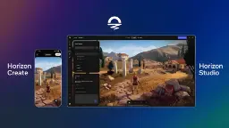 رابط کاربری ابزارهای Horizon Create و Horizon Studio (Meta) در محیط بازی‌سازی
