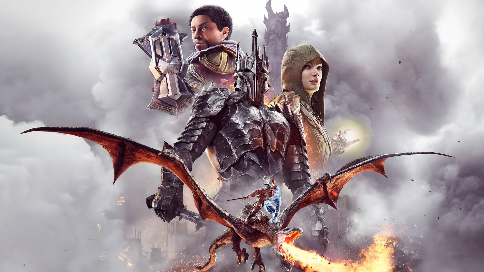 شخصیت‌های Middle-earth: Shadow of War در کنار یک اژدها