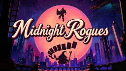 لوگوی بازی Midnight Rogues (Midnight Rogues) بر فراز نمای شهر در شب