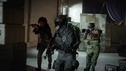 سه سرباز مسلح در محیط بازی کالاف دیوتی مدرن وارفر ۴ (Modern Warfare 4)