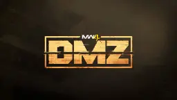 لوگوی طلایی حالت DMZ از بازی Modern Warfare (MW) در پس‌زمینه‌ای تیره