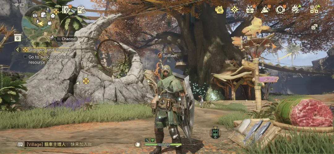 شکارچی در محیط بازی موبایل Monster Hunter Outlanders با تجهیزات کامل