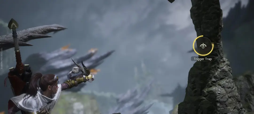 شکارچی در بازی Monster Hunter Outlanders (Monster Hunter Outlanders) در حال فعال کردن تله برای هیولا