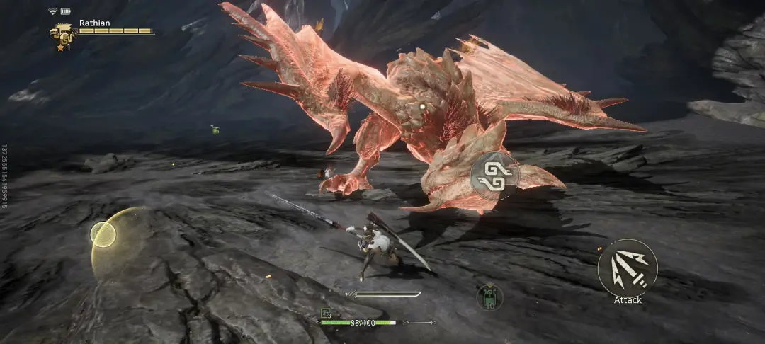 هیولای Rathian در محیط بازی موبایل Monster Hunter Outlanders