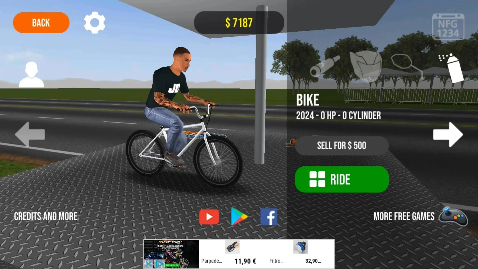 شخصیت بازی در حال سوار شدن بر دوچرخه در محیط بازی Moto Wheelie