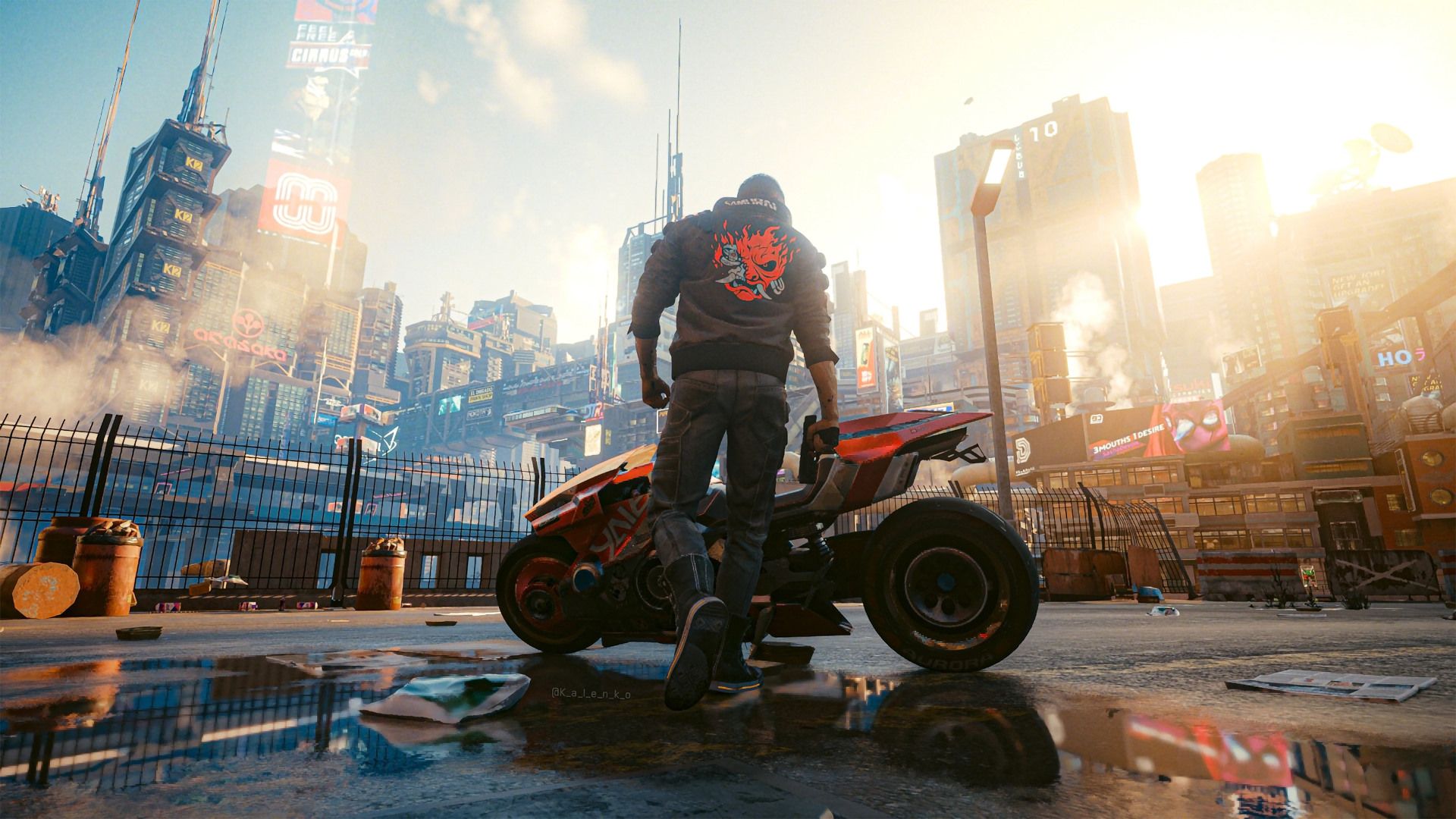 حرکت V به سمت موتورسیکلت در بازی Cyberpunk 2077