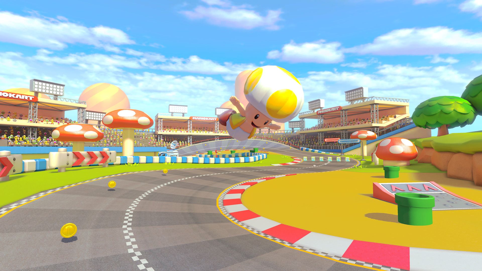 پیست زیبا و رنگارنگ کله‌قارچی‌ها در بازی Mario Kart 8 Deluxe
