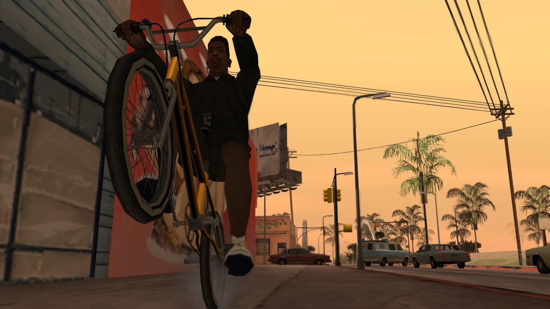 سی جی درحال دوچرخه سواری در GTA: San Andreas 