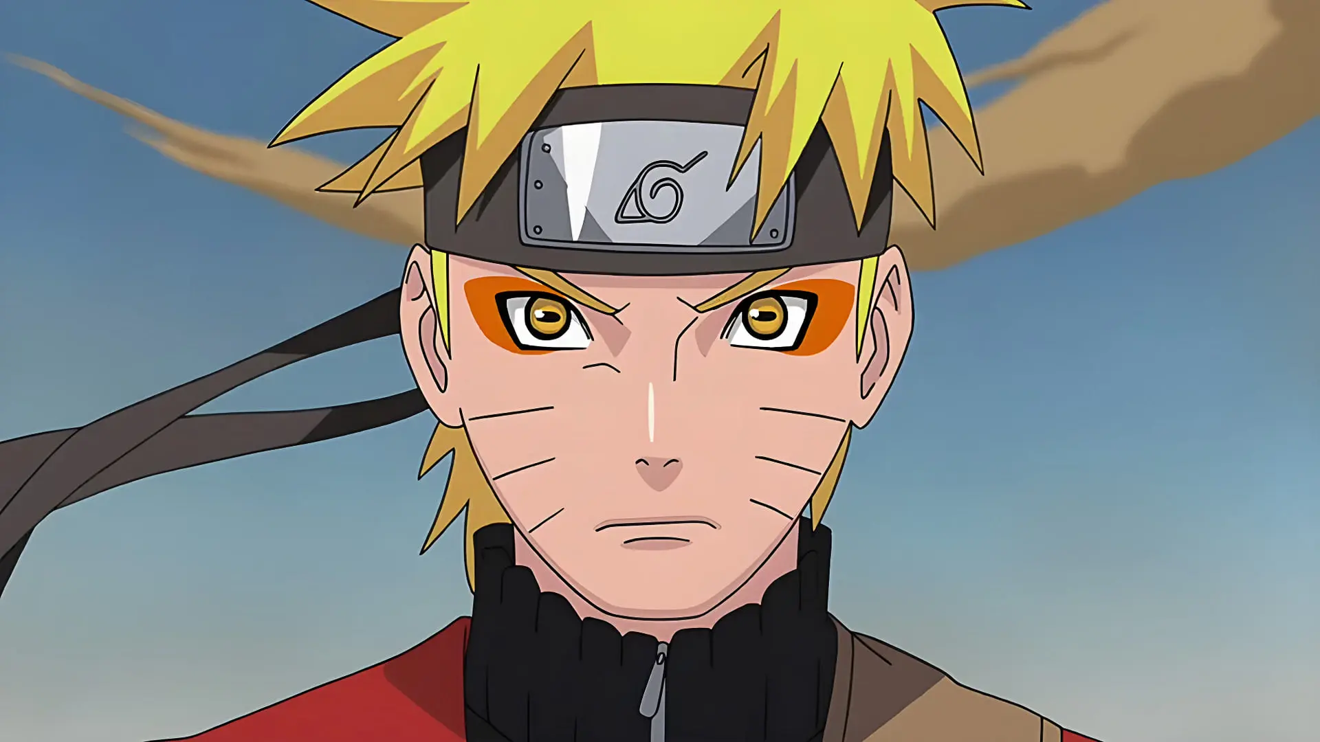 چهره شخصیت انیمه ناروتو (Naruto Uzumaki) با پیشانی‌بند کونوها