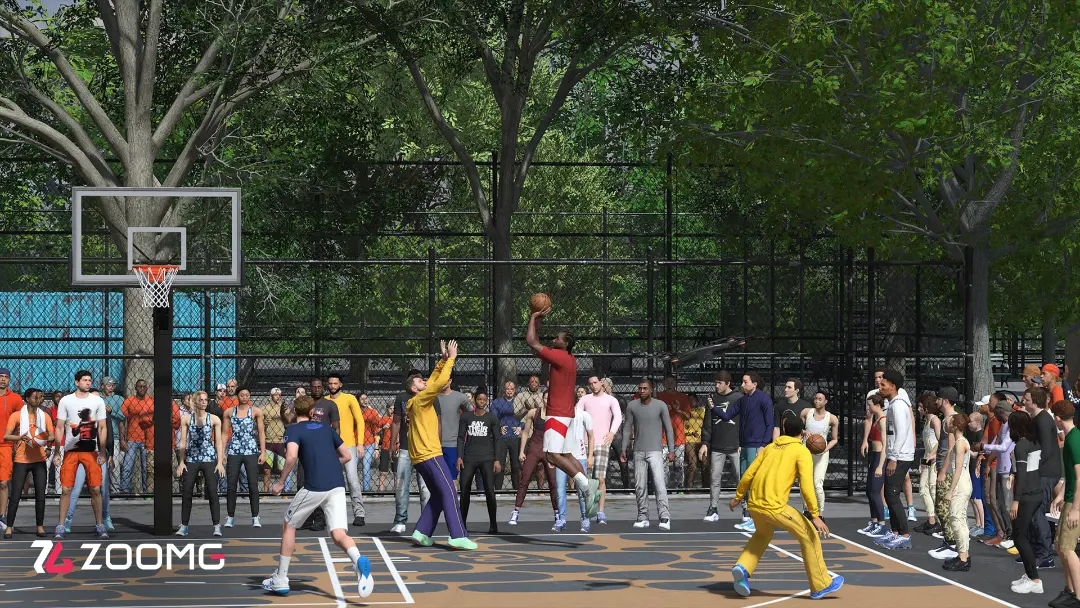 بازیکن بسکتبال در حال شوت زدن در زمین خیابانی بازی NBA 2K27