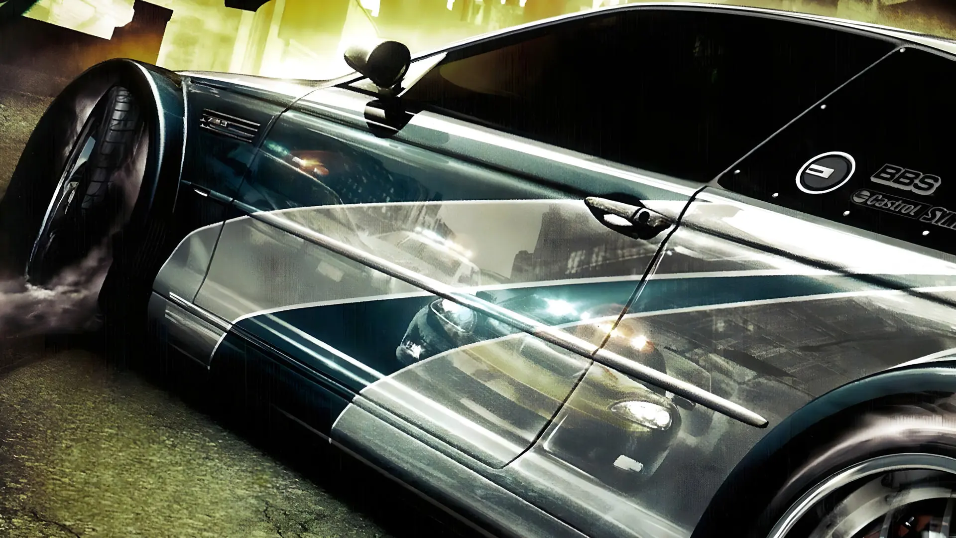 خودروی مسابقه‌ای در بازی Need for Speed: Most Wanted با جزئیات بدنه و چرخ‌های اسپرت