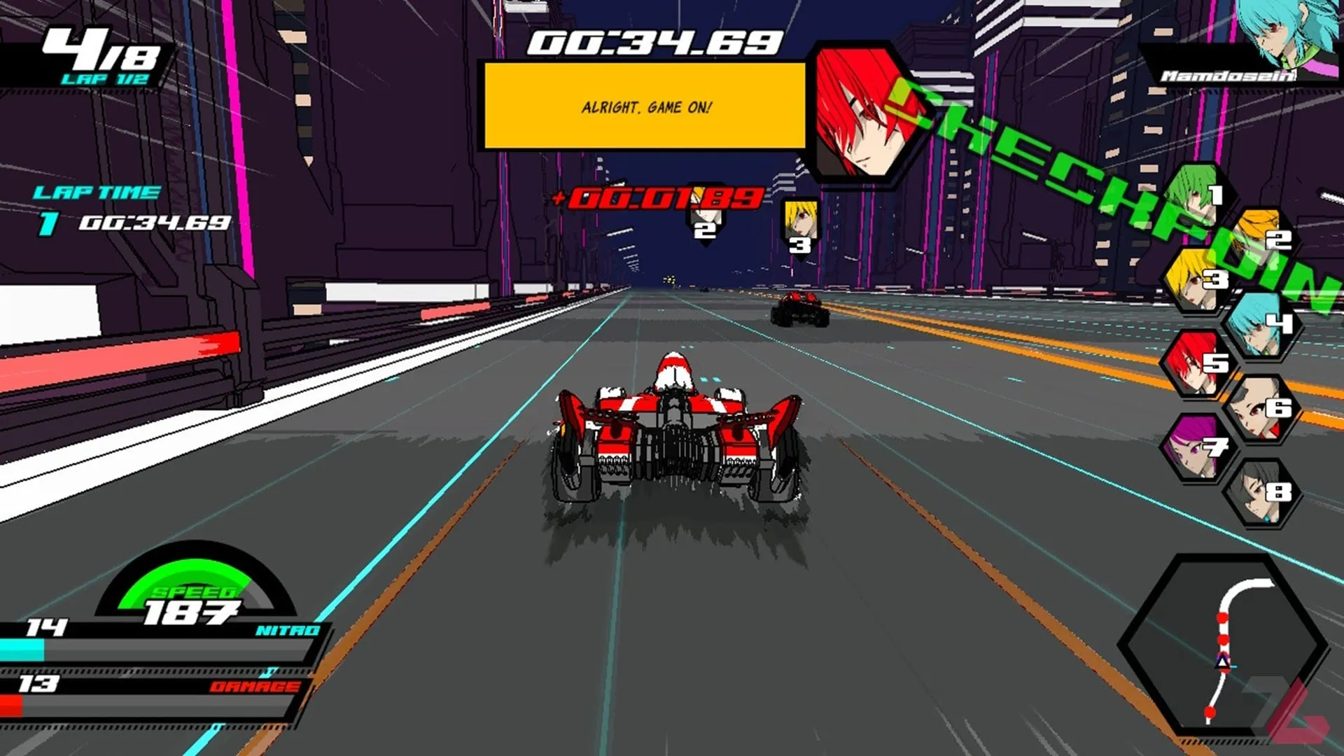 مسابقه با ماشین قرمز در بازی Neon Apex: Beyond the Limit