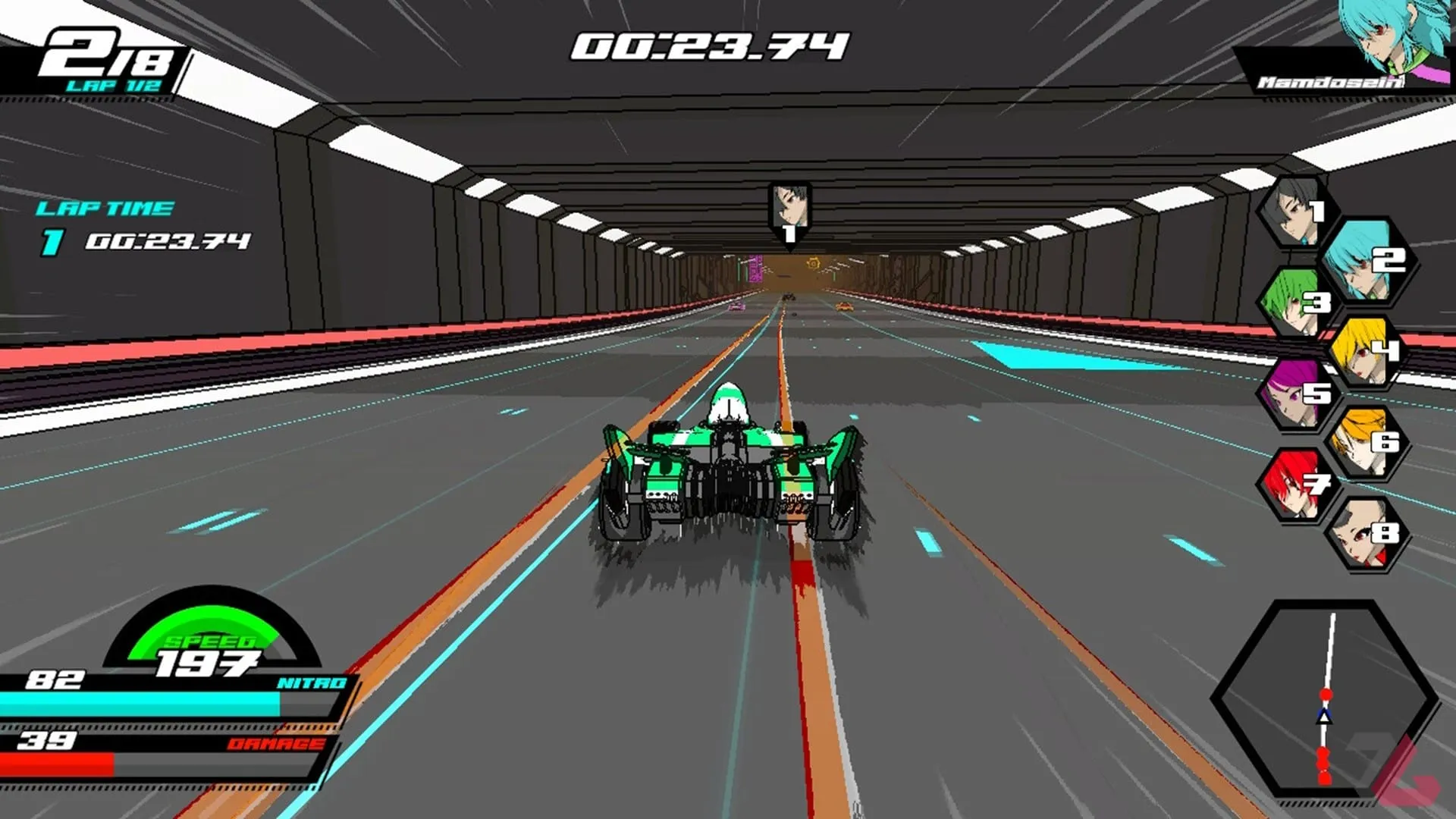 رانندگی ماشین سبز در بازی Neon Apex: Beyond the Limit