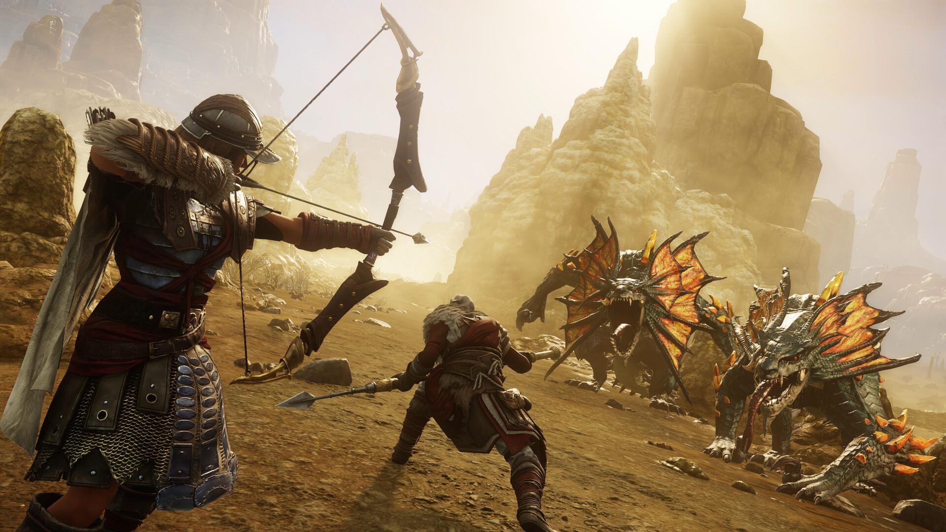 تیراندازی کماندار به سمت دشمنان در بازی New World