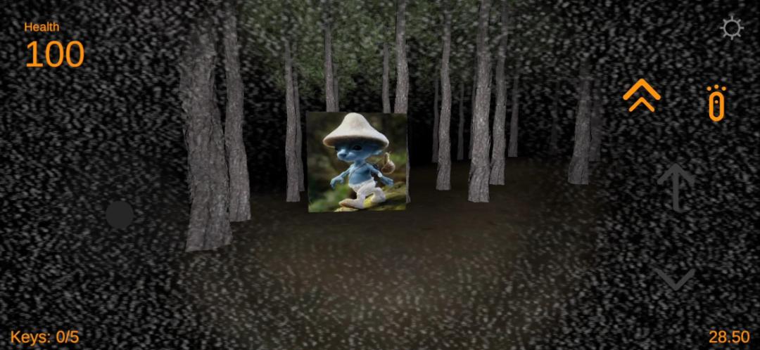 شخصیت میم در محیط جنگلی بازی Nextbot Chasing