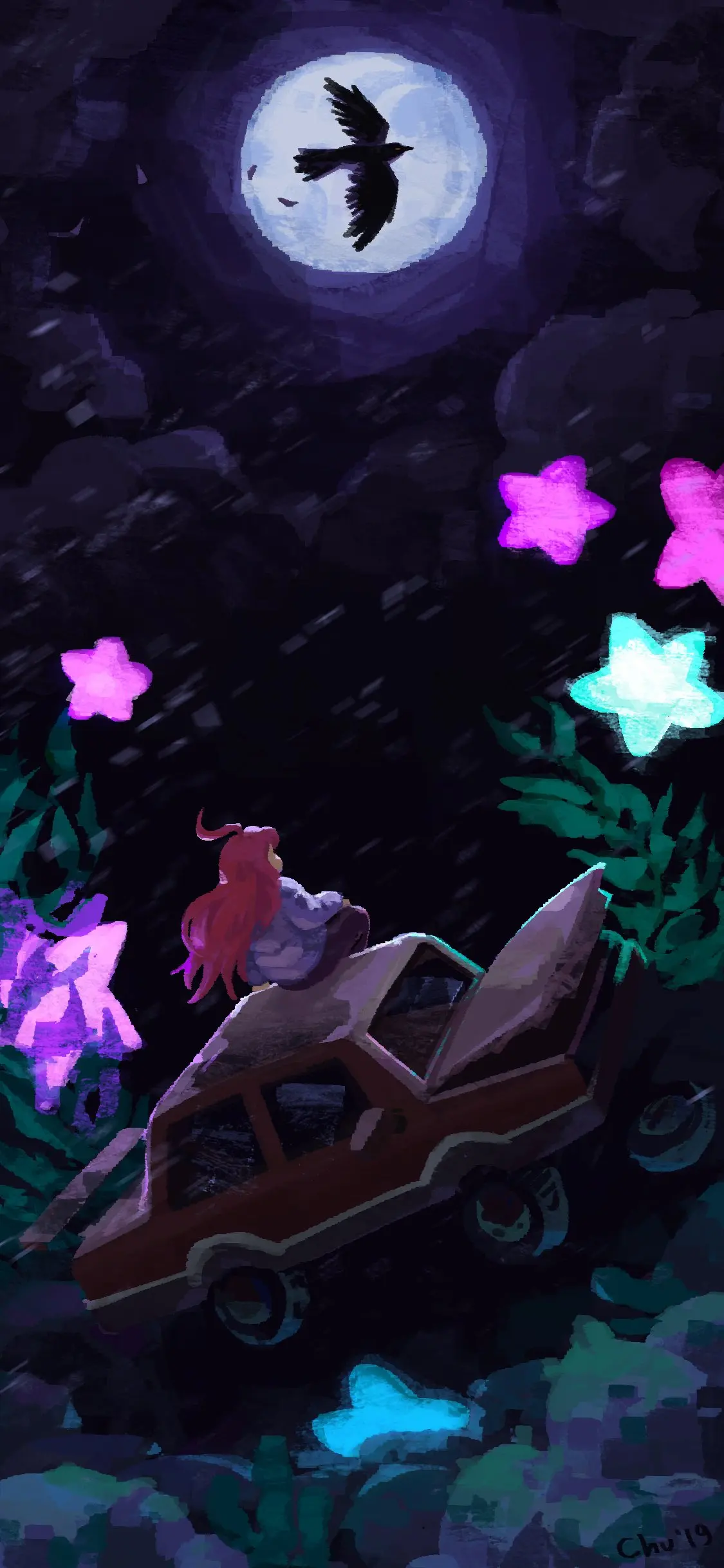 تماشای ماه و کلاغ در فن آرت بازی Celeste
