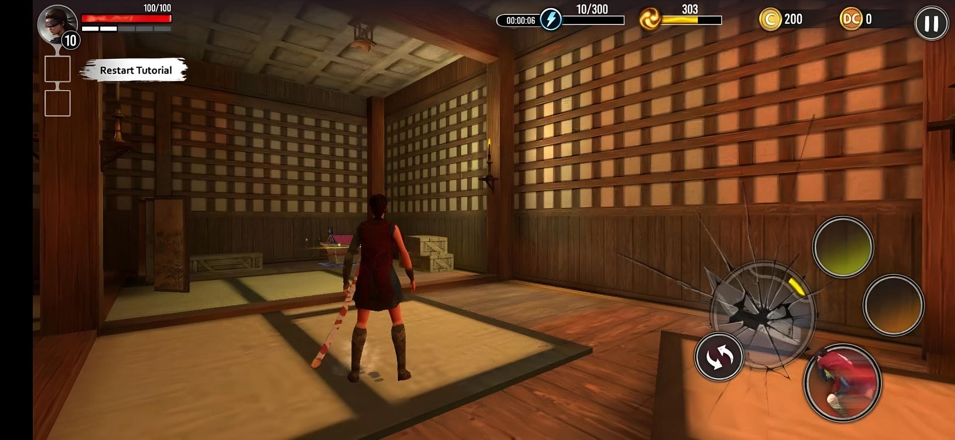 شخصیت اصلی بازی Ninja Ryuko در محیط یک اتاق سنتی ژاپنی