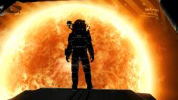 فضانورد در بازی No Man's Sky (No Man's Sky) مقابل یک ستاره بزرگ