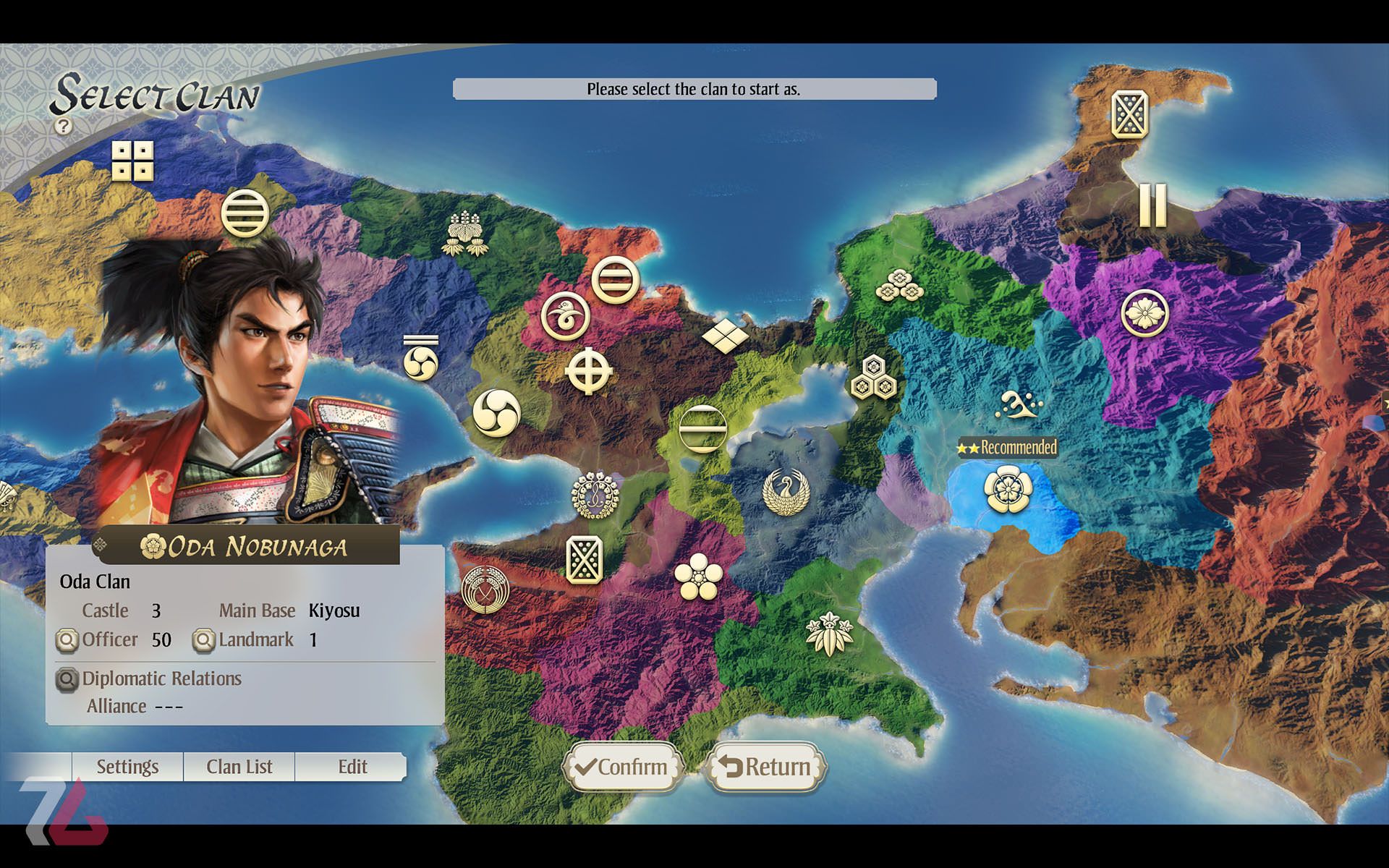 نقشه بازی Nobunaga's Ambition Awakening