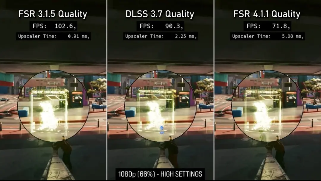 مقایسه کیفیت و نرخ فریم تکنولوژی‌های DLSS 3.7 و FSR 3.1.5 و FSR 4.1.1 در بازی