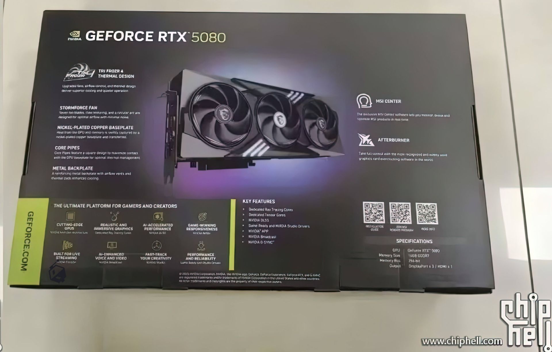 تصاویر فاش شده از جعبه کارت گرافیک MSI GeForce RTX 5080 Gaming Trio OC