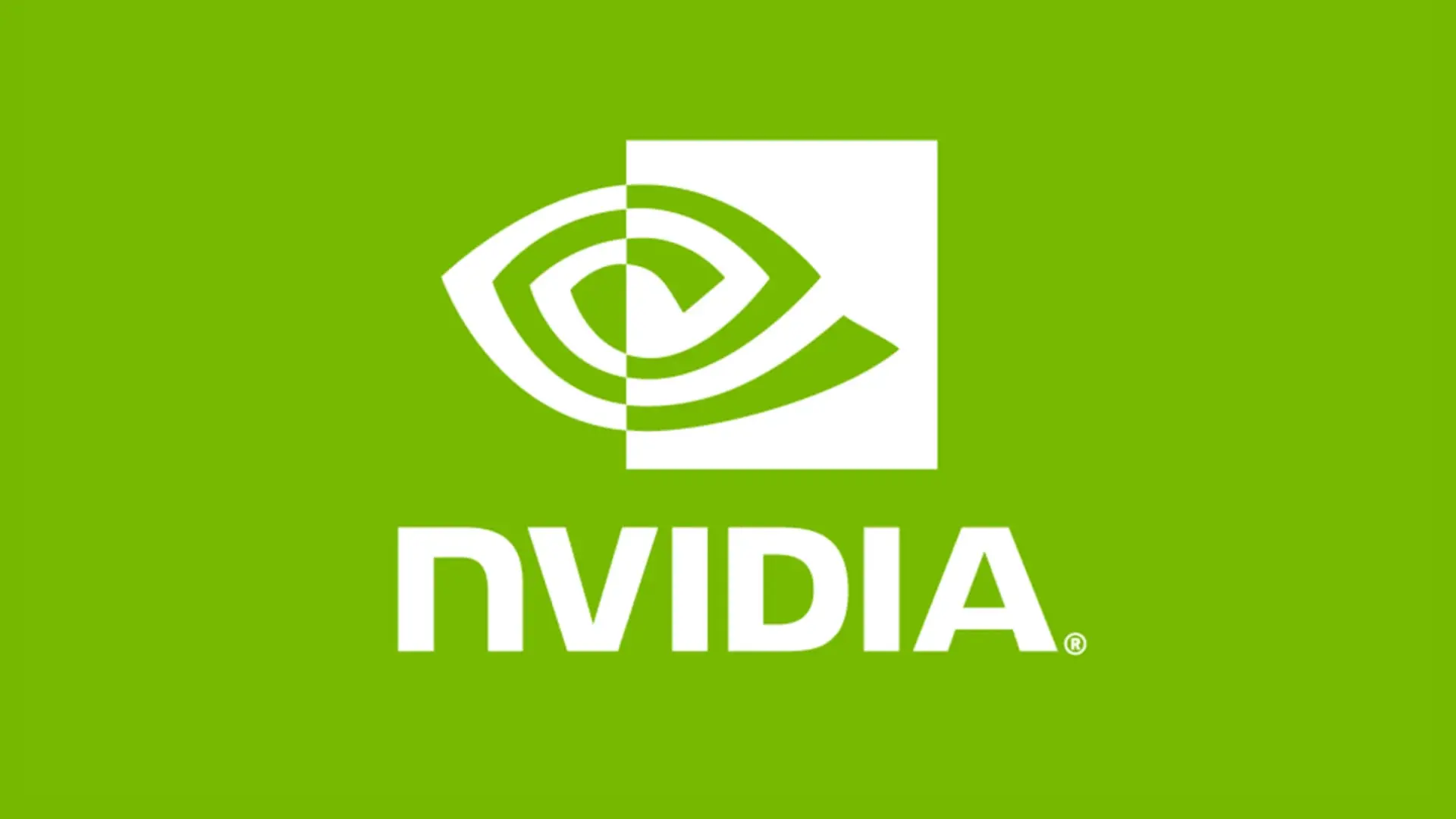 لوگوی سفید شرکت انویدیا (NVIDIA) روی پس‌زمینه سبز
