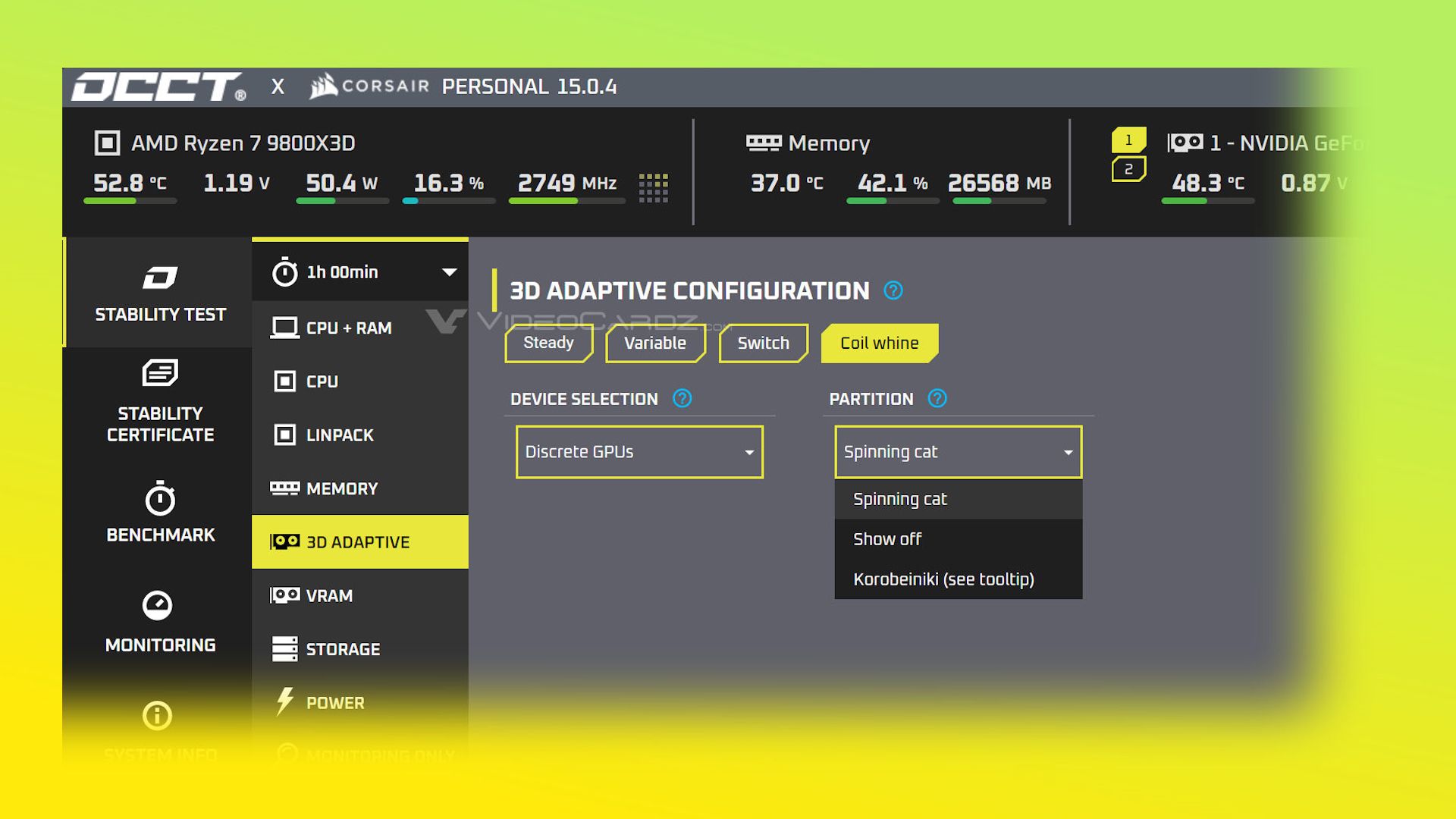 محیط کاربری نسخه ۱۵ نرم‌افزار OCCT با قابلیت حذف نویز کارت گرافیک
