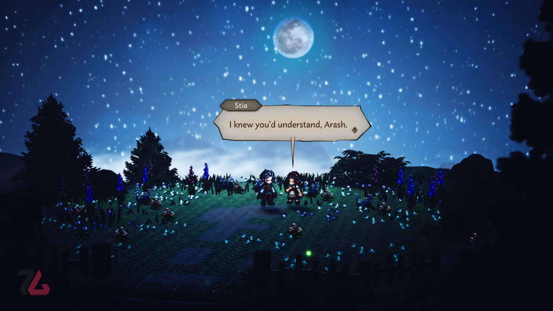 شب در روستا در بازی Octapath Traveler 0