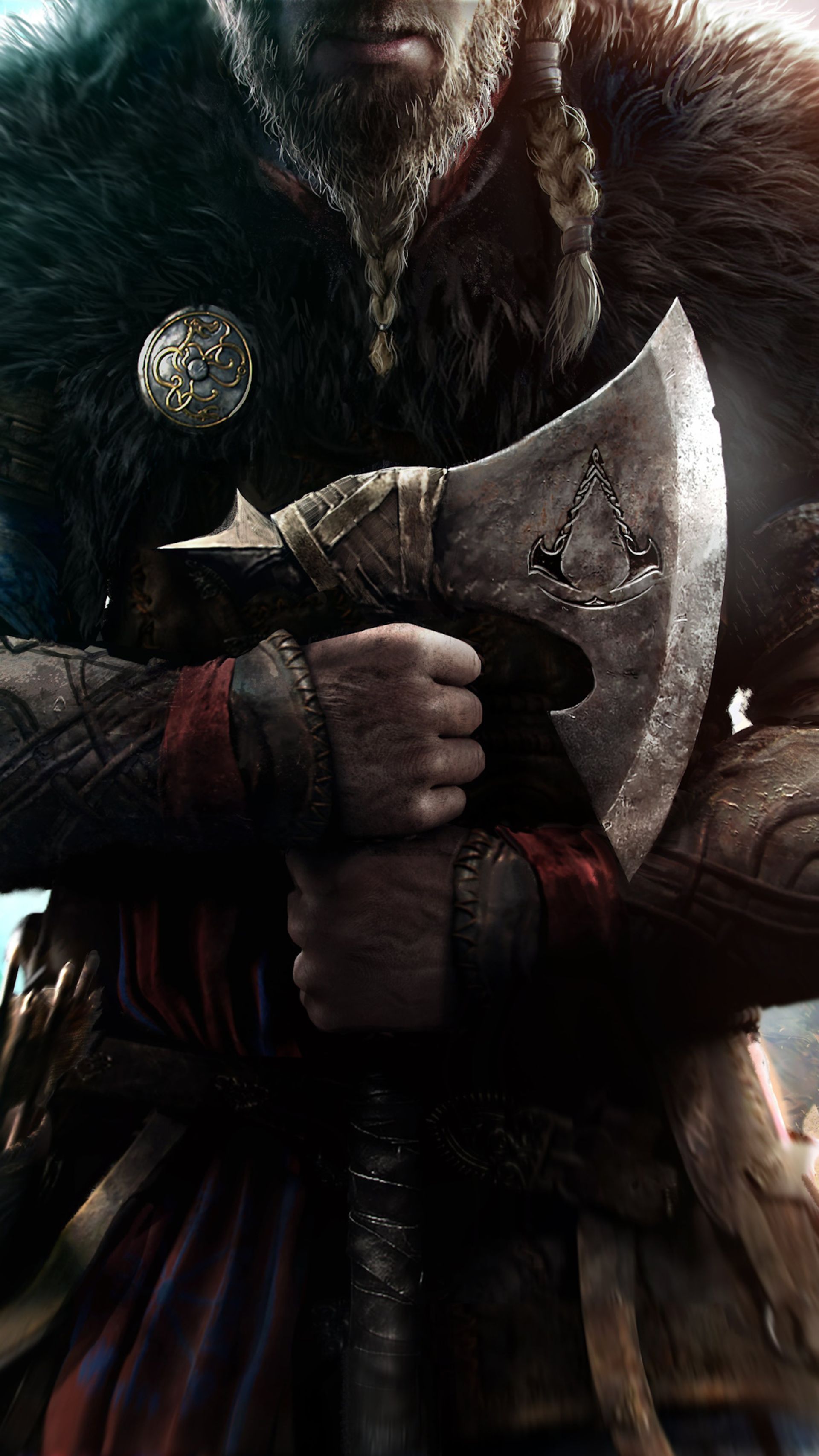 قرار گرفتن ایوور (Eivor) میان خشکی و دریا در آرت‌ورک رسمی بازی Assassin's Creed Valhalla