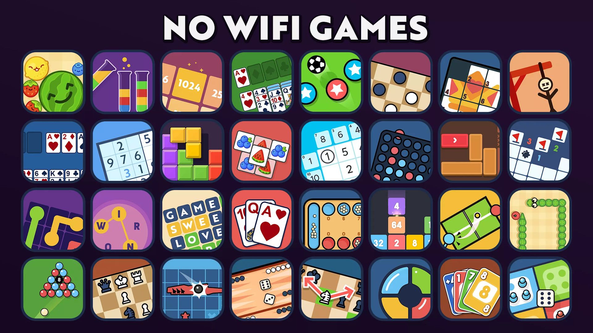 تعدادی از مینی‌گیم‌های موجود در بازی موبایلی Offline Games - No Wifi Games