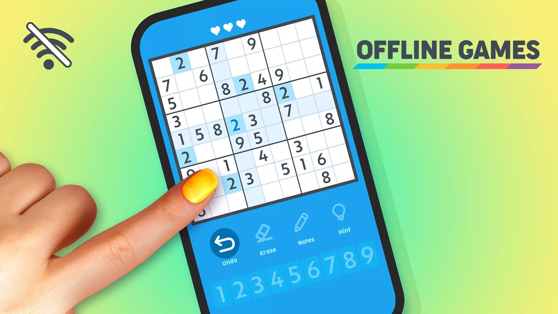 مینی‌گیم سودوکو در بازی موبایلی Offline Games - No Wifi Games