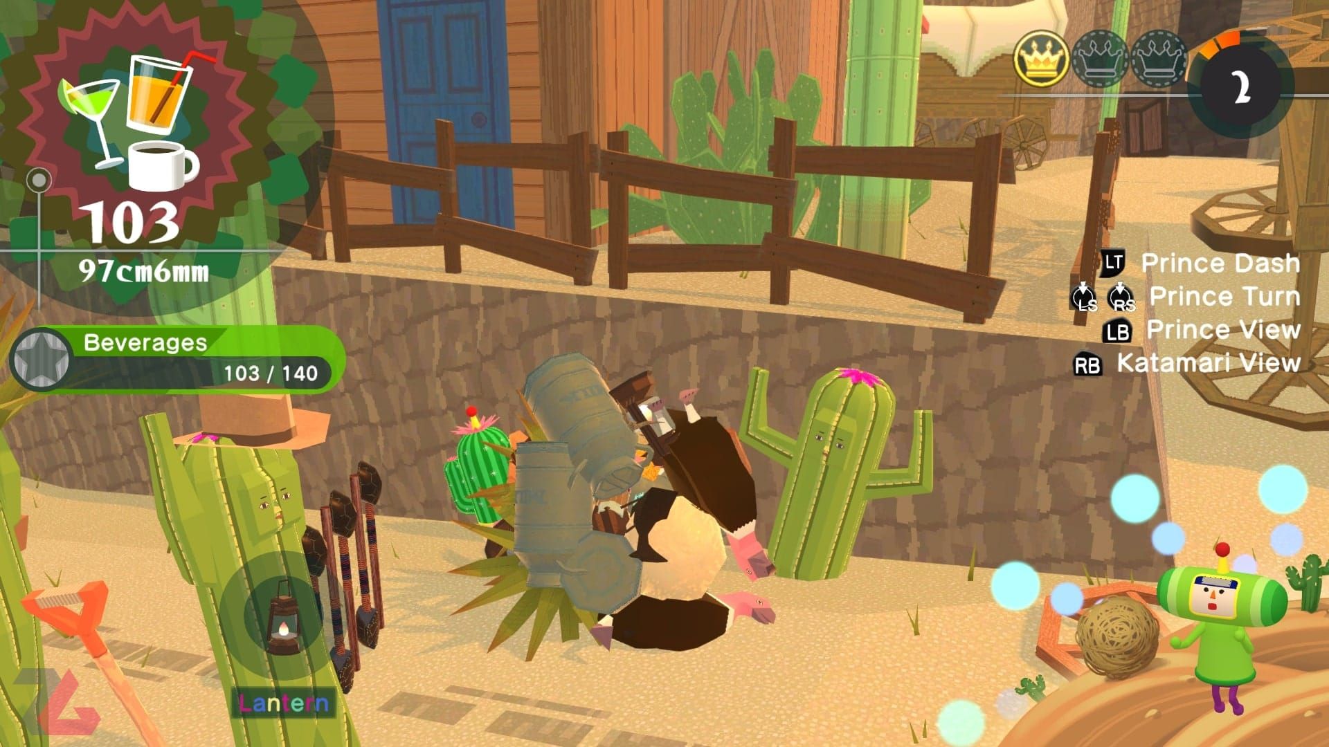 جمع کردن نوشیدنی در محیط صحرایی در بازی Once Upon A Katamari