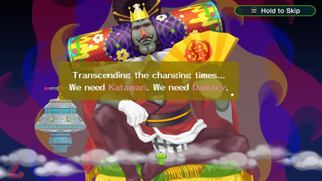 پادشاه کل جهان در حال صحبت در بازی Once Upon A Katamari