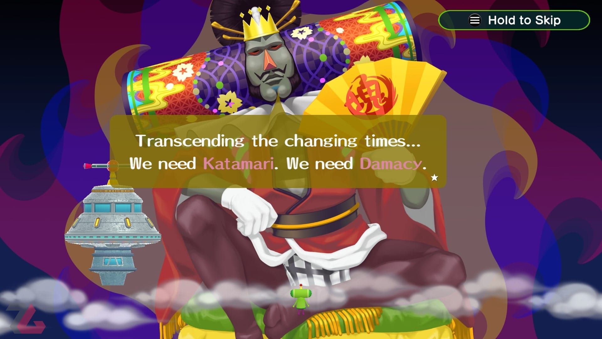 پادشاه کل جهان در حال صحبت در بازی Once Upon A Katamari