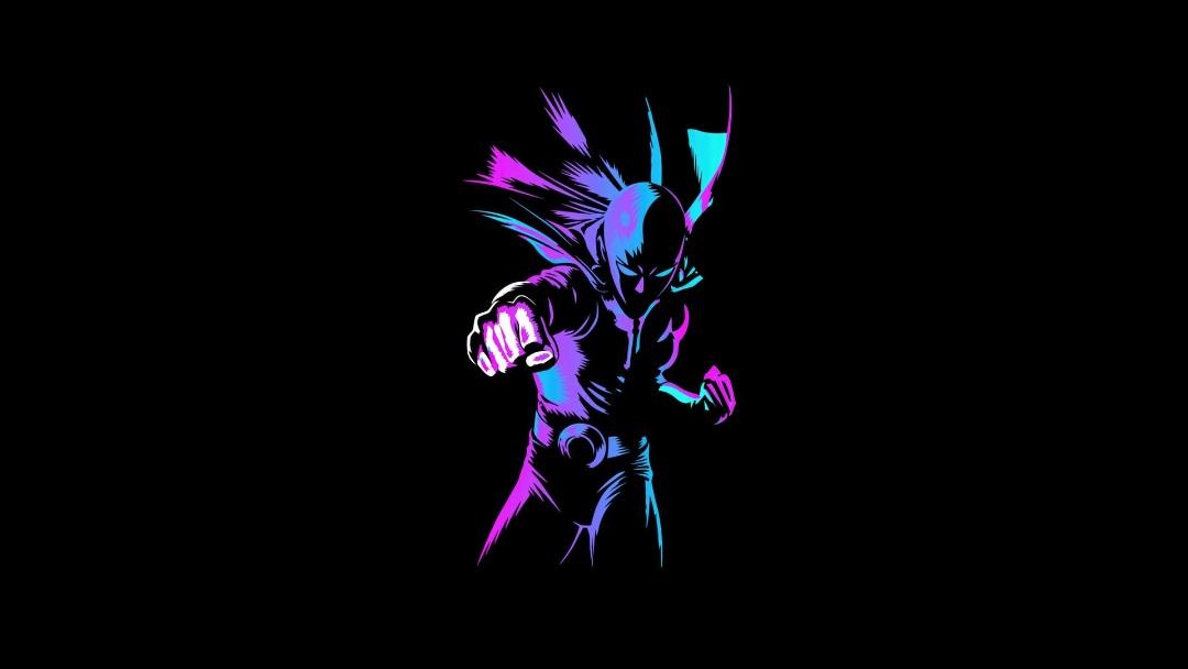 تجسم نئونی از سایتاما در One Punch Man