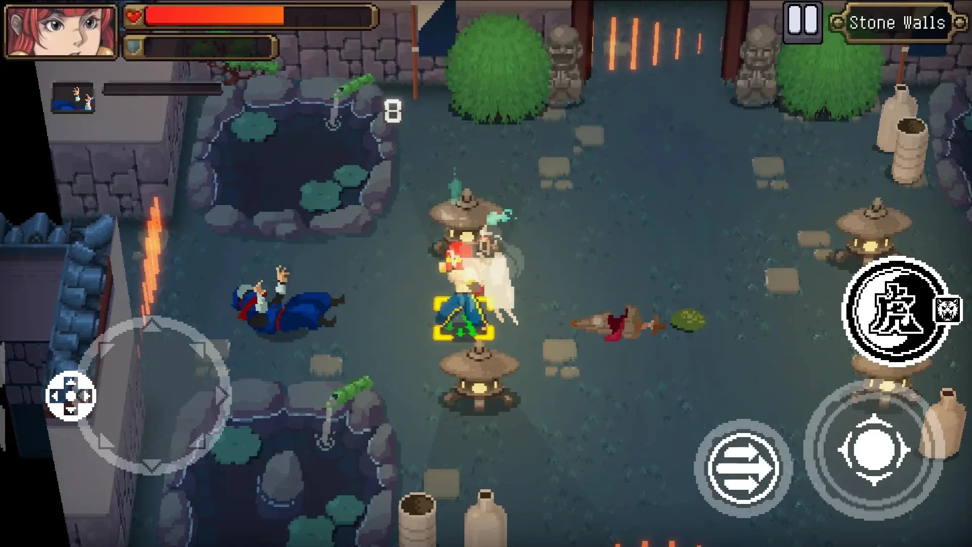 محیط بازی موبایل Otherworld Legends (Otherworld Legends) با گرافیک پیکسل‌آرت و شخصیت‌های روگ‌لایک