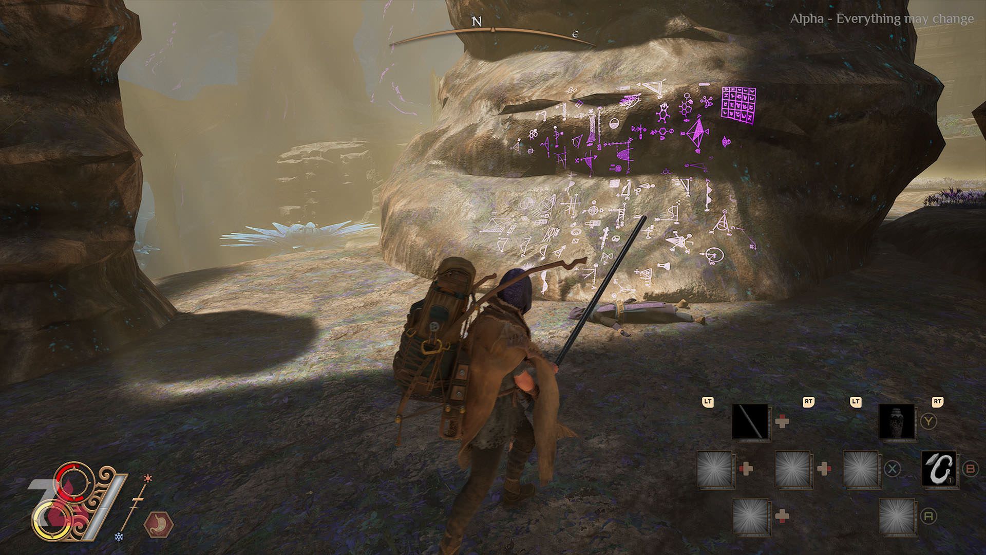 سنگی با نوشته‌های مرموز در بازی Outward 2