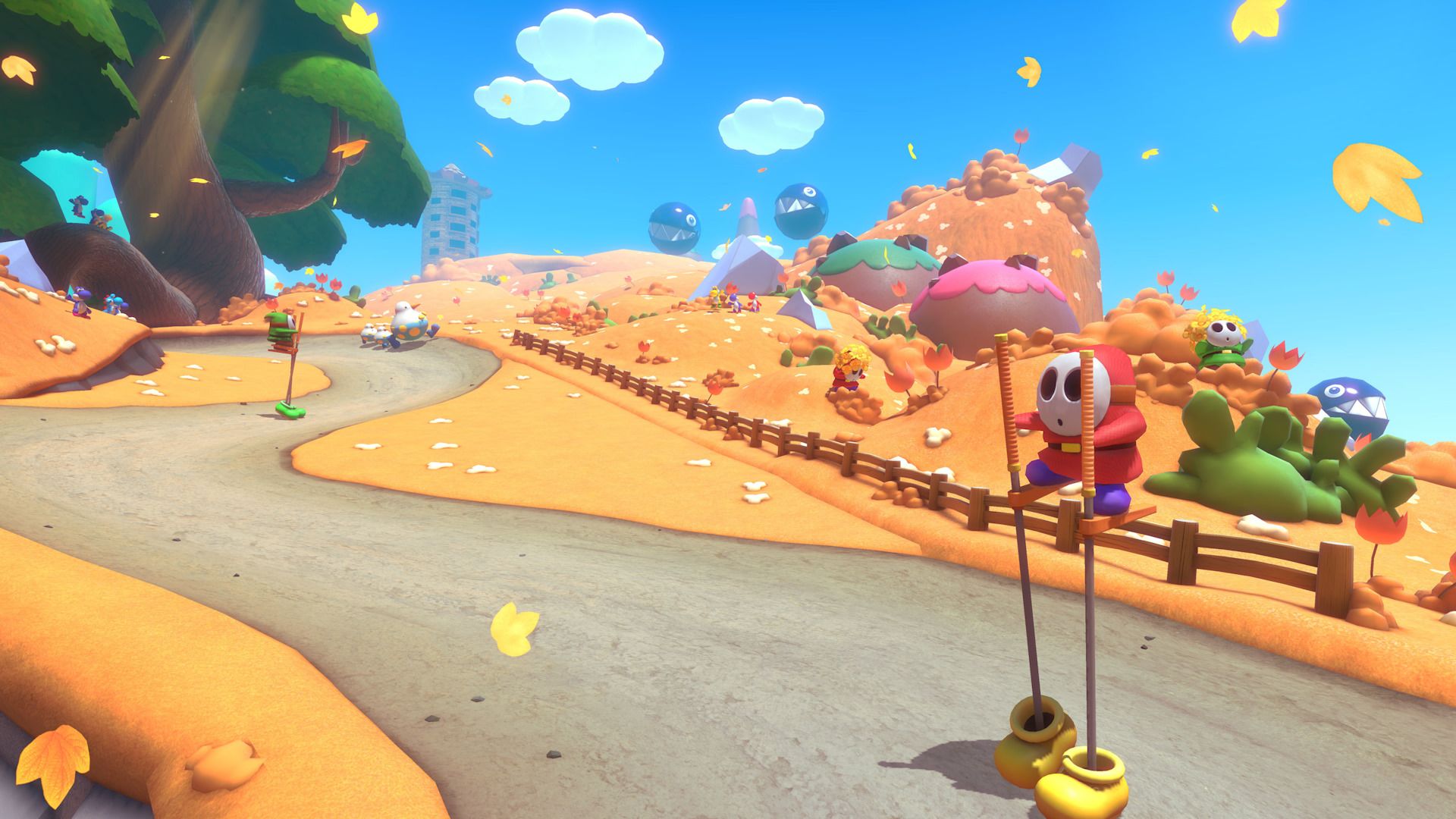 یکی از پیست‌های بازی Mario Kart 8 Deluxe با حضور کاراکتر پک-من (PAC-MAN)